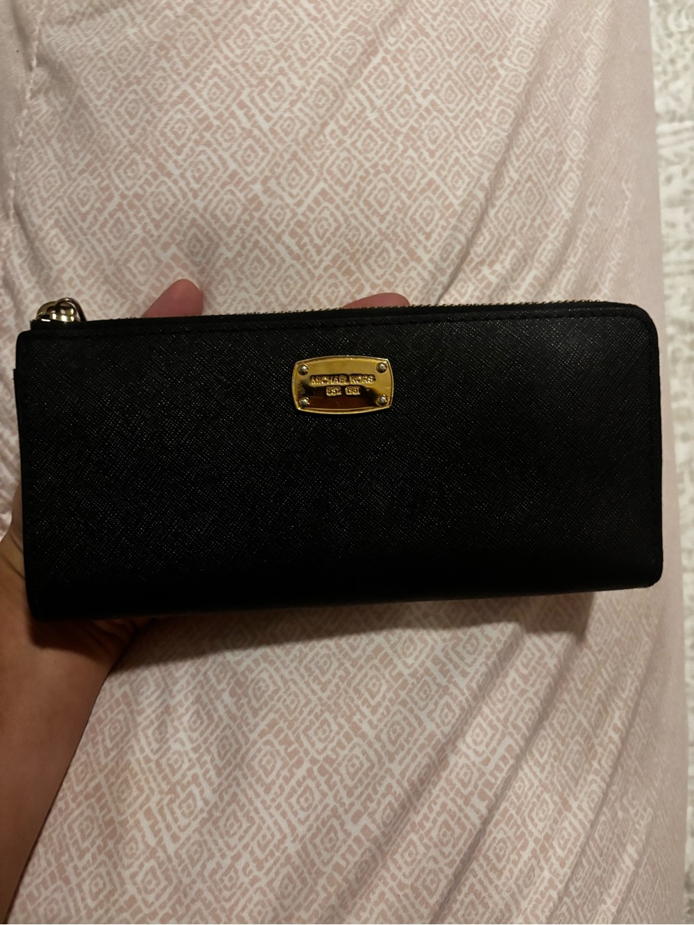Michael Kors Black Saffiano Zip-Around Wallet